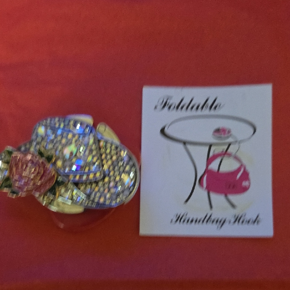 Pink Crystal Flower Purse Hook